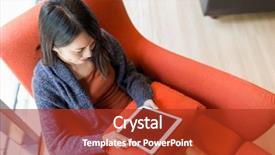  Presentation with using digital tablet - Beautiful PPT layouts featuring orange brown video - top view of woman using backdrop and a crimson colored foreground