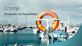  Presentation with port - Beautiful PPT theme featuring orange-buoy-in-the-port backdrop and a lemonade colored foreground