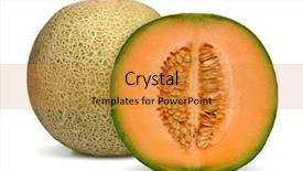 Presentation with melon - Cool new presentation with orange cantaloupe melon isolated backdrop and a gold colored foreground