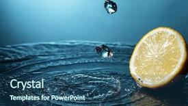  Presentation with blue orange - Beautiful theme featuring orange citrus in blue water backdrop and a ocean colored foreground