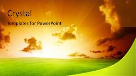  Presentation with perfect for corruption - Presentation theme with orange clouds - field of grass and perfect background and a  colored foreground