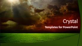  Presentation with spring nature grass - Audience pleasing PPT layouts consisting of orange clouds - field of spring grass backdrop and a wine colored foreground