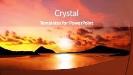  Presentation with beautiful midnight sun over - Colorful PPT theme enhanced with orange clouds - silhouettes of islands backdrop and a coral colored foreground
