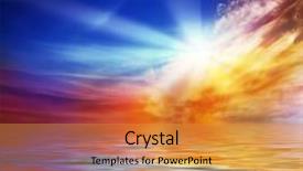  Presentation with sunset coast of the sea - PPT theme enhanced with orange clouds - sunset at coast background and a gold colored foreground