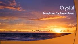  Presentation with tropical beach sunset - PPT theme with orange clouds - tropical sunset on the beach background and a violet colored foreground
