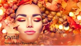  Presentation with fall color - Beautiful presentation featuring orange color leaves and oak backdrop and a red colored foreground