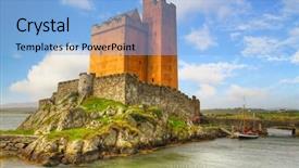  Presentation with county cork - Colorful slide set enhanced with orange county - kilcoe castle on the coast backdrop and a light blue colored foreground