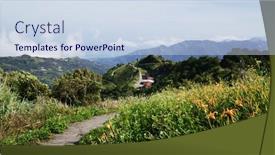  Presentation with lily flower - Theme with orange-day-lily-flower-field background and a sky blue colored foreground