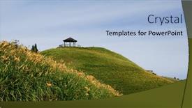  Presentation with lily flower - Presentation design featuring orange-day-lily-flower-field background and a light blue colored foreground