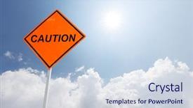  Presentation with road safety - Beautiful presentation theme featuring orange diamond traffic on road backdrop and a sky blue colored foreground