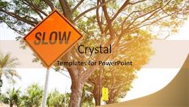  Presentation with traffic road - Slides having orange diamond traffic sign slow background and a gold colored foreground