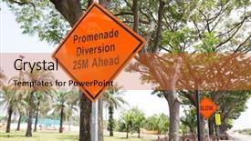  Presentation with road safety - Beautiful slides featuring orange diamond traffic sign backdrop and a gold colored foreground