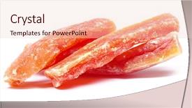  Presentation with papaya - Colorful slide deck enhanced with orange dried papaya slices over white background backdrop and a lemonade colored foreground