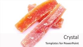 Presentation with papaya - Beautiful PPT layouts featuring orange dried papaya slices over white background backdrop and a sky blue colored foreground