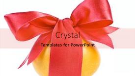  Presentation with red bow - Slide set consisting of orange easter egg wrapped around with red ribbon bow over white background background and a red colored foreground