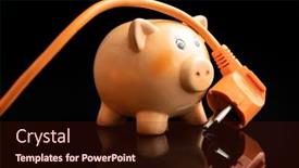  Presentation with piggy bank - Theme consisting of orange-electric-plug-and-piggy background and a wine colored foreground
