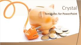  Presentation with piggy bank - PPT theme having orange-electric-plug-coins background and a cream colored foreground