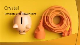  Presentation with power bank - Slide set with orange-extension-power-cord background and a gold colored foreground