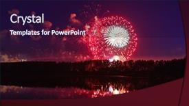  Presentation with firework - Colorful slide deck enhanced with orange fireworks - firework under river backdrop and a wine colored foreground