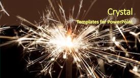  Presentation with black and gold sparkle - Amazing PPT theme having orange fireworks - sparkler on black backdrop and a tawny brown colored foreground