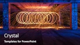  Presentation with orange abstract - Beautiful presentation design featuring orange fireworks - steel wool fire photography shot backdrop and a black colored foreground