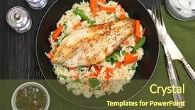  Presentation with catfish - Beautiful theme featuring orange fish - catfish fillet with plum sauce backdrop and a tawny brown colored foreground