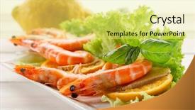  Presentation with shrimp fish - Colorful theme enhanced with orange fish - shrimp salad backdrop and a  colored foreground