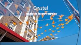  Presentation with queen - Audience pleasing slide deck consisting of orange flags decoration at queen backdrop and a teal colored foreground