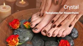  Presentation with feet - Audience pleasing PPT layouts consisting of orange foot - manicured female feet and hands backdrop and a red colored foreground