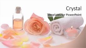  Presentation with rose petal corner frame - PPT layouts consisting of orange foot - spa setting with rose petals background and a white colored foreground