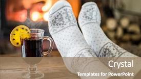  Presentation with relaxing - Presentation design having orange foot - warming and relaxing near fireplace background and a coral colored foreground