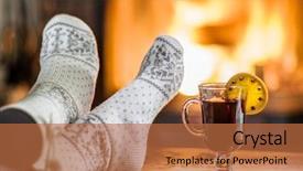  Presentation with sensuality woman black angel relaxing - Cool new PPT theme with orange foot - warming and relaxing near fireplace backdrop and a red colored foreground