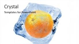  Presentation with ice frozen - PPT theme having orange frozen in ice cube background and a white colored foreground