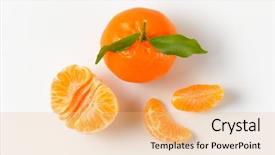  Presentation with orange fruit - Cool new slide deck with orange fruit - tangerine with separated segments backdrop and a coral colored foreground