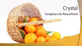  Presentation with orange fruit - PPT theme with orange fruit - tangerines with leaves background and a white colored foreground