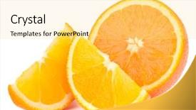  Presentation with orange fruit - Cool new PPT theme with orange fruit half and two backdrop and a blonde colored foreground