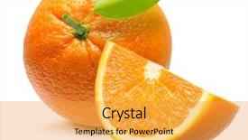  Presentation with orange fruit - Presentation design consisting of orange fruit isolated on white background and a gold colored foreground