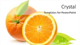  Presentation with orange peel isolated - Cool new presentation theme with orange fruit isolated on white backdrop and a white colored foreground