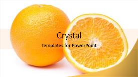  Presentation with orange fruit - Theme enhanced with orange fruit isolated on white background and a yellow colored foreground