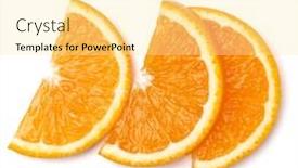  Presentation with orange slice - Audience pleasing presentation theme consisting of orange fruit slice isolated on white background closeup food background flat lay top view backdrop and a blonde colored foreground