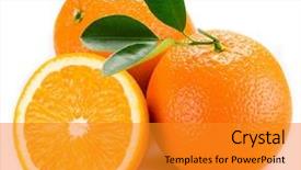  Presentation with orange fruit - PPT theme enhanced with orange fruit with orange leaves background and a gold colored foreground