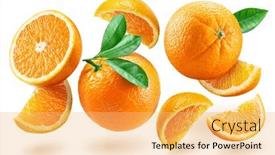  Presentation with orange fruit - Presentation theme featuring orange-fruits-and-slices background and a yellow colored foreground