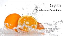  Presentation with fruits in water - PPT layouts featuring orange fruits and splashing water background and a white colored foreground
