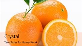  Presentation with orange - Presentation design having orange fruits with orange leaves background and a gold colored foreground