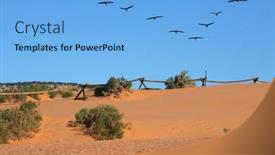  Presentation with glow - Audience pleasing theme consisting of orange glow of the sand in the first rays of the sun picturesque low fence against snow drifts backdrop and a light blue colored foreground