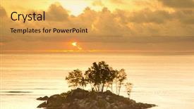  Presentation with paradise island - Cool new theme with orange gradiant color - tropical paradise island view backdrop and a yellow colored foreground