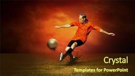  Presentation with football field - Slide deck consisting of orange gray - football player on the outdoors background and a tawny brown colored foreground