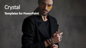  Presentation with dark grey - Amazing PPT theme having orange gray - interesting man arranging his bracelets backdrop and a dark gray colored foreground