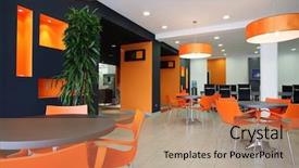  Presentation with room interior design - Audience pleasing slides consisting of orange gray - interior of a room backdrop and a coral colored foreground