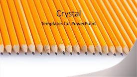  Presentation with lead - Colorful slides enhanced with orange gray - lead pencils isolated on white backdrop and a gold colored foreground